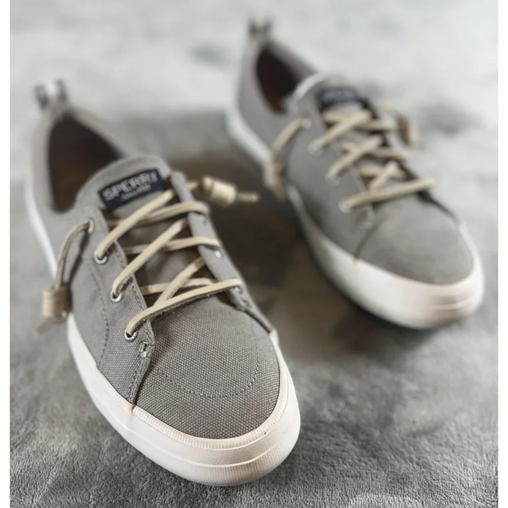Sperry Shoes Womens Size 7 Gray Canvas Memory Foam Top-Sider Casual STS99042